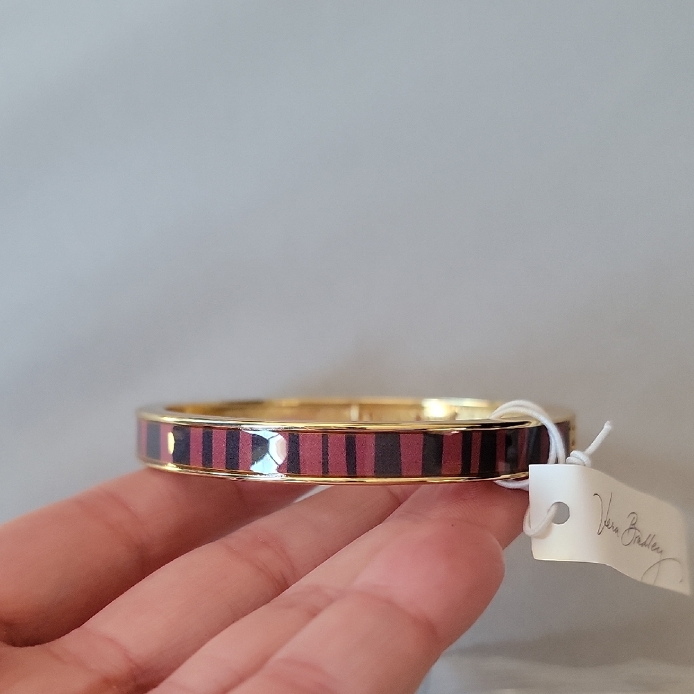 Gold and Pink Striped Bangle
